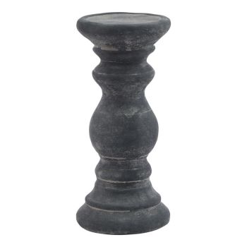 Amalfi Small Column Candle Holder - Ceramic - L10 x W10 x H20 cm - Grey