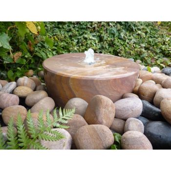 Rainbow Sandstone Mill Wheel Outdoor Water Feature - 38cm Dia x 12cm H