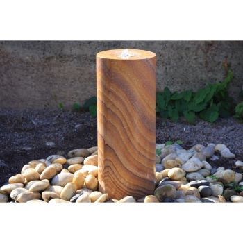 Rainbow Sandstone Column Water Feature with Pump, Light, Reservoir and Grid - Dia20cm x 70cm H