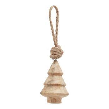 Natural Hand Turned Tree Bauble - Wood - L4 x W4 x H6 cm - Brown