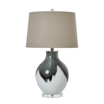Shadows Table Lamp with Linen Shade - Glass - L41 x W41 x H67 cm - Grey