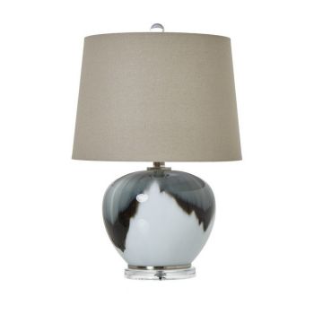 Table Lamp with Linen Shade - Glass - L36 x W36 x H50 cm - Grey