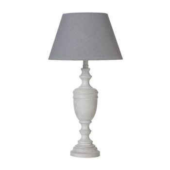 Lentia Urn Table Lamp with Linen Shade - Wood - L12 x W12 x H45 cm - Grey