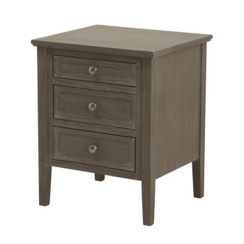 Multi Pack of 2 - The Serene Collection Three Drawer Bedside Table - Wood - L43 x W48 x H59 cm - Grey