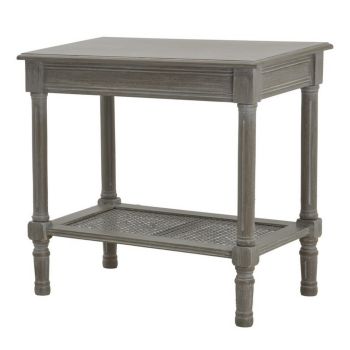 The Serene Rattan Collection Side Table - Wood - L40 x W60 x H60 cm - Grey