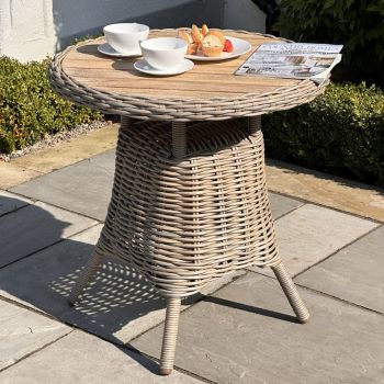 Amalfi Collection Outdoor Bistro Table with Wood Top - Metal/Synthetic Fibre/Wood - L70 x W70 x H72 cm