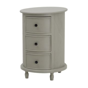 The Camden Collection 3 Drawer Round Side Table - Wood - L45 x W45 x H66 cm - Grey