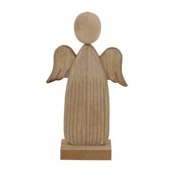 Natural Rustic Angel Decoration - Wood - L4 x W10 x H17 cm - Brown