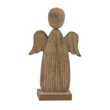 Large Natural Rustic Angel Decoration - Wood - L5 x W13 x H23 cm - Brown