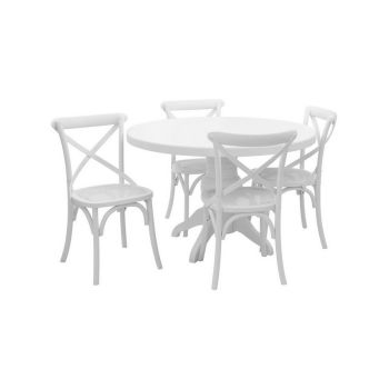 Vermont 5 Piece Dining Set - Wood - L120 x W120 x H76 cm - White