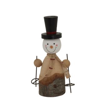 Rustic Snowman Christmas Decoration - Metal - L5 x W9 x H15 cm - Brown