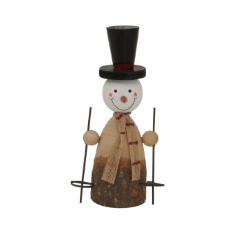 Large Rustic Snowman Christmas Decoration - Metal - L6 x W12 x H20 cm - Brown