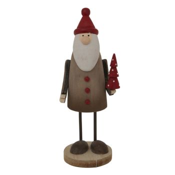 Rustic Tall Santa Christmas Decoration - Metal - L6 x W6 x H18 cm - Brown