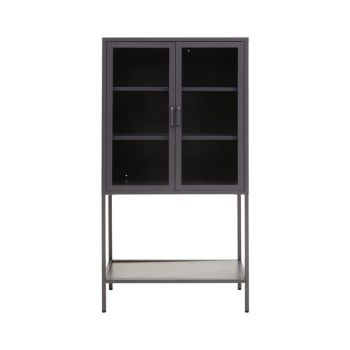 Acier Two Door Cabinet with Shelf - Metal - L35 x W75 x H150 cm - Grey