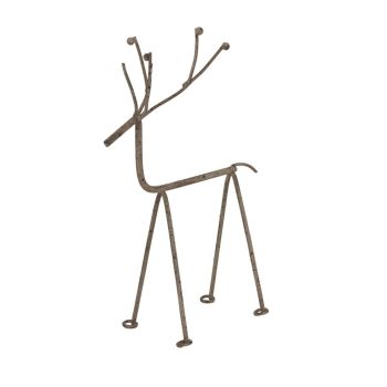 Rustic Reindeer on Stand Decoration - Metal - L6 x W16 x H23 cm - Silver