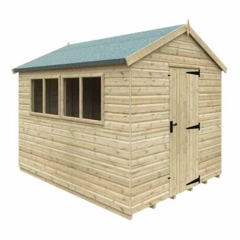10 x 8 Feet Apex Premier 16mm Shed - Solid Wood/Softwood/Pine - L295 x W235 x H256.3 cm - Green