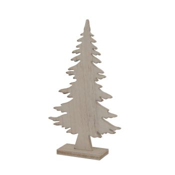 Natural Rustic Christmas Tree on Stand - Wood - L4 x W15 x H26 cm - White
