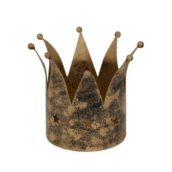 Antique Crown Candle Holder - Metal - L10 x W10 x H10 cm - Gold