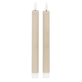 Luxe Collection Natural Glow Ribbed Taper Candles - Wax - L2 x W2 x H24 cm - Taupe