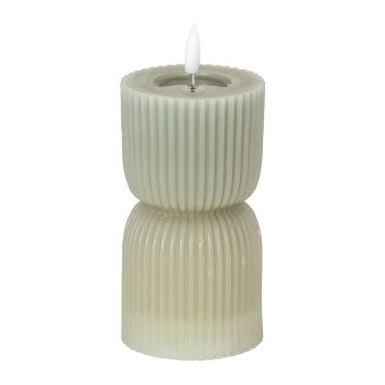 Luxe Collection Natural Glow 2.75x6 Carved LED Candle - Plastic - L7 x W7 x H14 cm - Grey