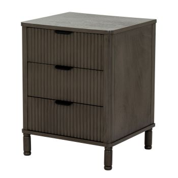Multi Pack of 2 - Reed Collection 3 Drawer Bedside Table - Wood - L40 x W45 x H58 cm - Brown