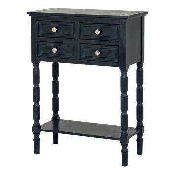 Contour Collection 4 Drawer Side Table - Wood - L30 x W60 x H80 cm - Black