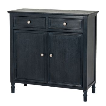 Contour Collection 2 Drawer 2 Door Sideboard - Wood - L35 x W80 x H80 cm - Black