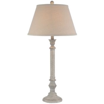 Liora Table Lamp with Linen Shade - Resin - L41 x W41 x H79 cm - White
