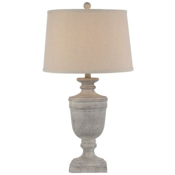 Ossia Table Lamp with Linen Shade - Resin - L38 x W38 x H71 cm - White