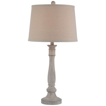 Stella Table Lamp with Linen Shade - Resin - L36 x W36 x H74 cm - White