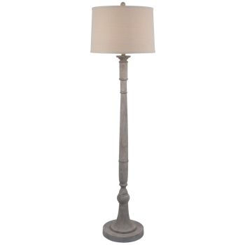 Stella Floor Lamp with Linen Shade - Resin - L41 x W41 x H154 cm - White