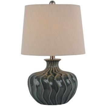 Veyla Table Lamp with Linen Shade - Ceramic - L33 x W33 x H51 cm - Black