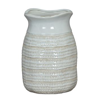 Tava Medium Hewn Vase - Ceramic - L16 x W16 x H22 cm - White