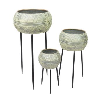 Wave Bowl with Legs (Set of 3) - L30 x W30 x H71 cm - Green