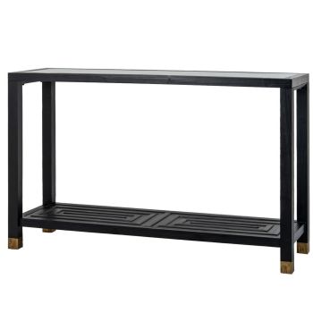 Lennox Console Table - Wood/Glass - L40 x W130 x H81 cm - Black