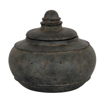 Dusk Large Pot with Lid - Ceramic - L25 x W25 x H14 cm - Black