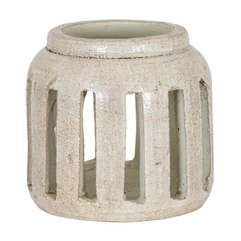 Tarn Collection Large Candle Holder - Ceramic - L26 x W26 x H24 cm - White
