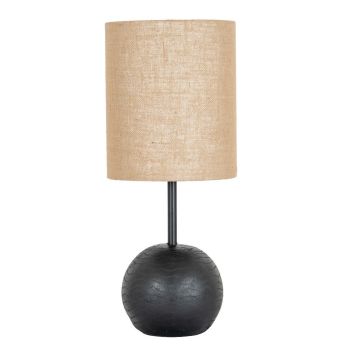 Cannon Table Lamp with Hessian Shade - Metal - L25 x W25 x H61 cm - Black