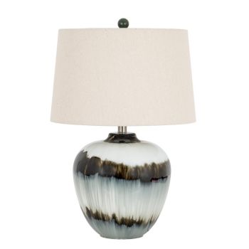 Midnight Shadows Table Lamp with Linen Shade - Glass - L40 x W40 x H61 cm - Black