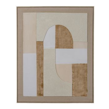 Portina Linen Textured Canvas in Frame - Wood - L4 x W80 x H100 cm - Beige