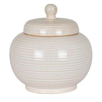 Neva Small Lidded  Jar - Ceramic - L18 x W18 x H15 cm - White