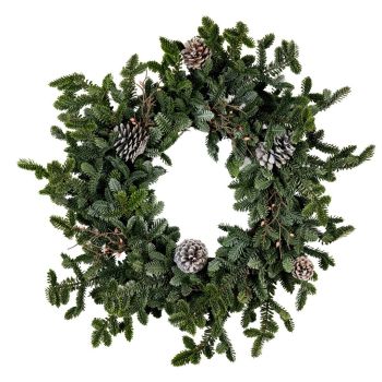 Woodland Pine Wreath with Pinecones - Plastic - L15 x W80 x H80 cm - Green