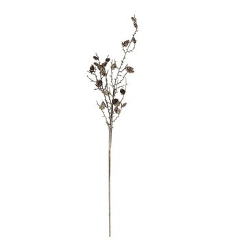 Snowy Winter Woodland Branch with Pinecones - Plastic - H110 cm - White