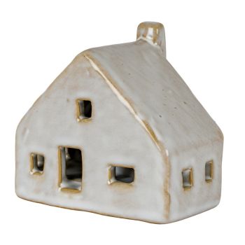 Nook Cottage with LED Light - Ceramic - L7 x W5 x H7 cm - White