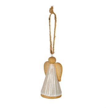 Flurry Angel Tree Ornament - Ceramic - L4 x W4 x H9 cm - White