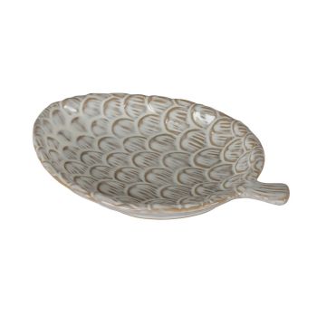Alora Pinecone Medium Dish - Ceramic - L19 x W13 x H2 cm - White
