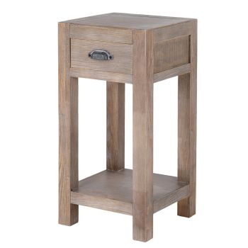 Haldon Collection Large 1 Drawer Lamp Table - Wood - L40 x W40 x H90 cm - Brown