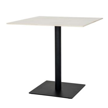 Romanby Stone Large Square Dining Table - Metal - L80 x W80 x H78 cm - White