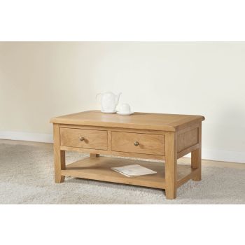 Shrewsbury Coffee Table with 2 Drawers - L60 x W100 x H50 cm - Oak