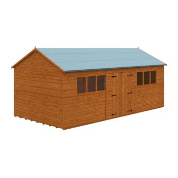 20 x 10 Feet Workman Apex 12mm Shed - Solid Wood/Softwood/Pine - L595 x W295 x H268.5 cm - Burnt Orange